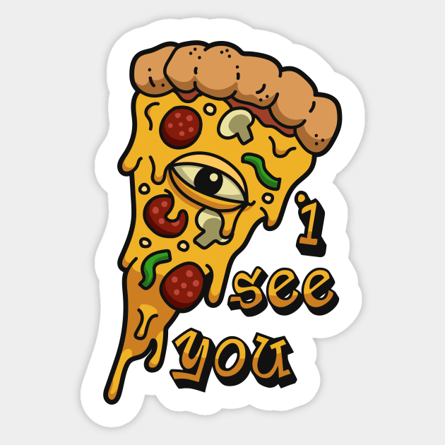 The All Seeing Pizza Sticker by Starquake